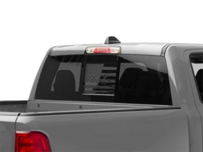 SEC10 Middle Window Distressed American Flag Decal; Matte Black (02-24 RAM 1500)