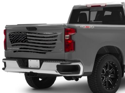 SEC10 Silverado 1500 Tailgate Flag Distressed Wave Decal; Gloss