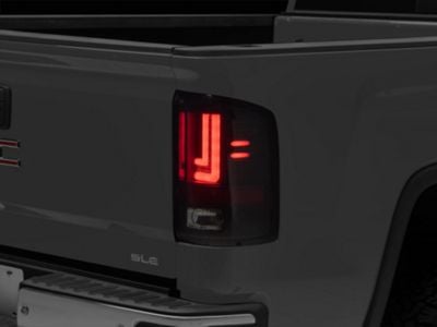 LED Tail Lights; Black Housing; Smoked Lens (14-18 Sierra 1500 w/ Factory Halogen Tail Lights)