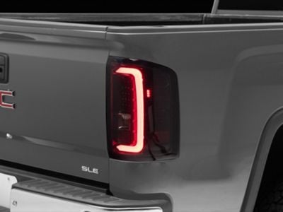 LED Tail Lights; Gloss Black Housing; Smoked Lens (14-18 Sierra 1500 w/ Factory Halogen Tail Lights)
