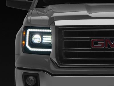AlphaRex LUXX-Series LED Projector Headlights; Black Housing; Clear Lens (14-18 Sierra 1500)