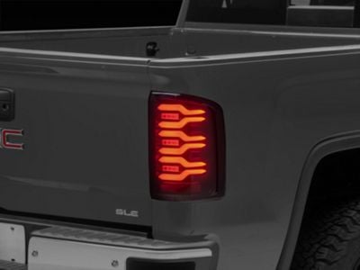 AlphaRex LUXX-Series LED Tail Lights; Black/Red Housing; Smoked Lens (14-18 Sierra 1500 w/ Factory Halogen Tail Lights)