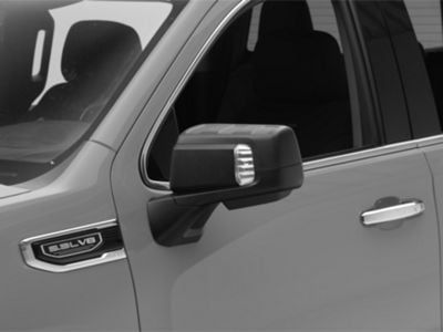 Powered Heated Memory Power Folding Mirrors with Blind Spot Detection, Puddle Lights and Temperature Sensor; Textured Black (19-24 Sierra 1500)