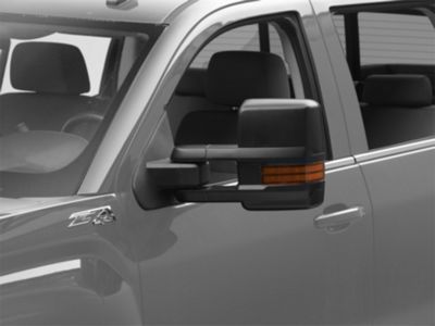 Powered Heated Automatic Folding Towing Mirrors with Amber LED Turn Signals; Black (14-18 Sierra 1500)