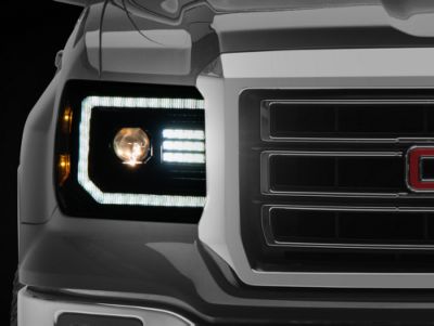 PRO-Series Projector Headlights; Alpha Black Housing; Clear Lens (14-18 Sierra 1500)