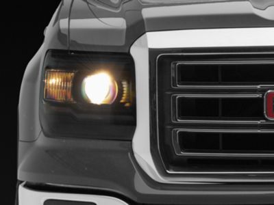 Projector Headlights with Clear Corners; Black Housing; Clear Lens (14-15 Sierra 1500 w/ Factory Halogen Headlights)