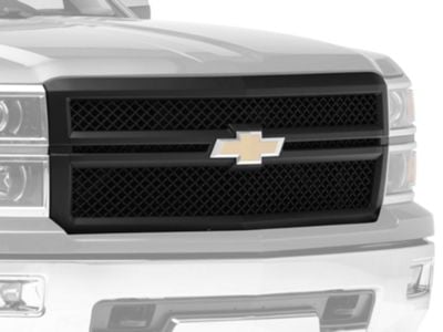 Diamond Mesh Upper Replacement Grille; Matte Black (14-15 Silverado 1500)