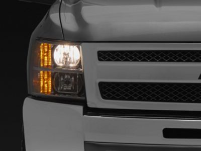 Headlights with Amber Corner Lights; Chrome Housing; Clear Lens (07-13 Silverado 1500)