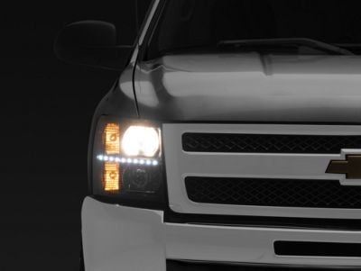 LED Reflector Headlights; Black Housing; Clear Lens (07-13 Silverado 1500)
