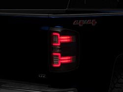 Raxiom LED Tail Lights with Sequential Turn Signals; Black Housing; Clear Lens (14-18 Silverado 1500 w/ Factory Halogen Tail Lights)