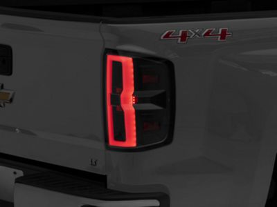 Light Bar LED Tail Lights; Black Housing; Clear Lens (14-18 Silverado 1500 w/ Factory Halogen Tail Lights)
