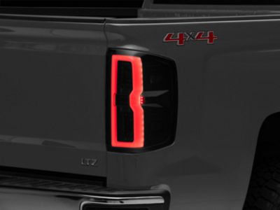 Light Bar LED Tail Lights; Black Housing; Smoked Lens (14-18 Silverado 1500 w/ Factory Halogen Tail Lights)