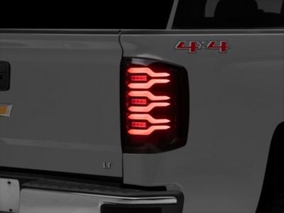 AlphaRex LUXX-Series LED Tail Lights; Black/Red Housing; Smoked Lens (14-18 Silverado 1500 w/ Factory Halogen Tail Lights)