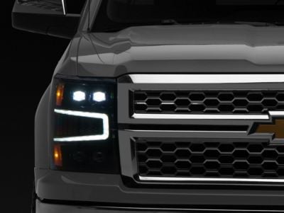 AlphaRex NOVA-Series LED Projector Headlights; Alpha Black Housing; Clear Lens (14-15 Silverado 1500)