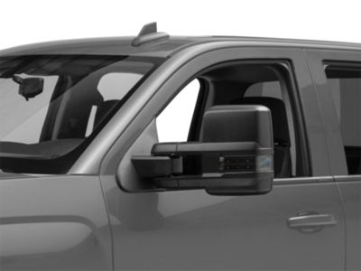 Powered Heated Towing Mirrors with Ambient Temp Sensor and Smoked LED Turn Signals; Black (14-16 Silverado 1500)