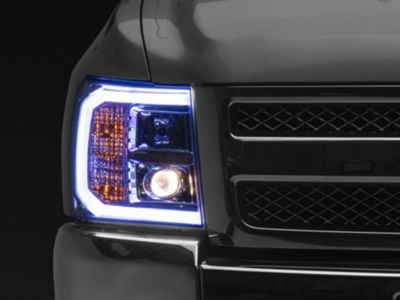 Dual Halo Projector Headlights; Chrome Housing; Clear Lens (07-13 Silverado 1500)