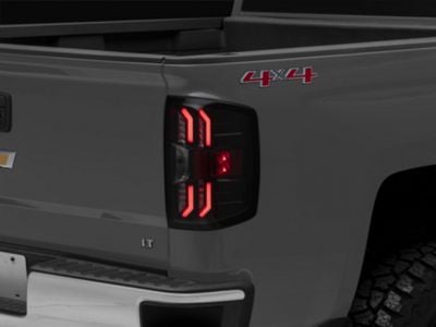 Renegade Series LED Tail Lights; Gloss Black Housing; Clear Lens (14-18 Silverado 1500 w/o Factory LED Tail Lights)