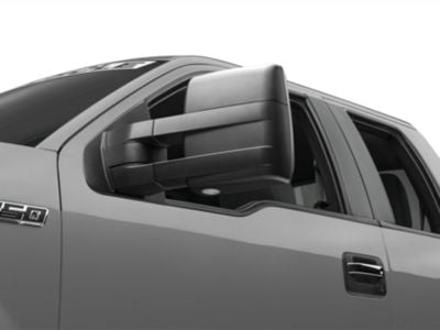 RedRock Power Adjust Heated Manual Foldaway Towing Mirrors with Puddle Lights and Turn Signals; Textured Black; Driver Side (07-12 F-150)