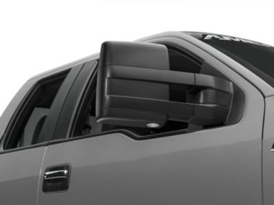 RedRock Power Adjust Heated Manual Foldaway Towing Mirrors with Puddle Lights and Turn Signals; Textured Black; Passenger Side (07-12 F-150)