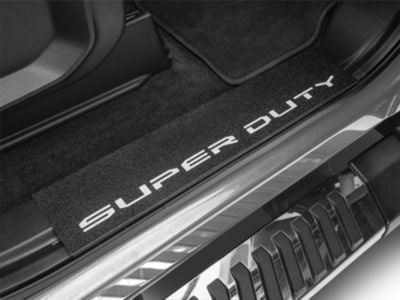 Front Door Sill Protection with Super Duty Logo; TUF-LINER Black; White (17-24 F-250 Super Duty)