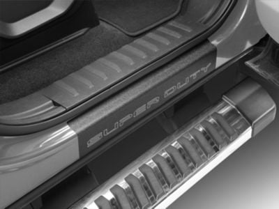 Front Door Sill Protection with Super Duty Logo; TUF-LINER Black; Black and Gray (17-24 F-250 Super Duty)