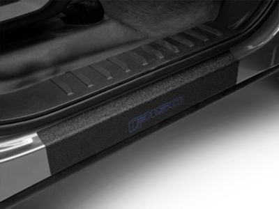 Front Door Sill Protection with F-150 Logo; TUF-LINER Black; Black and Blue (15-24 F-150)