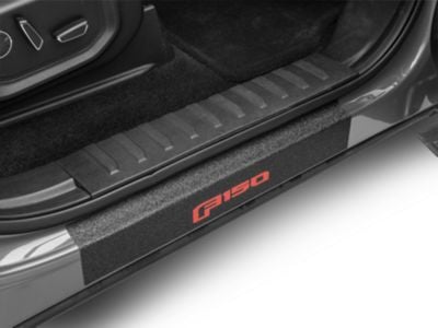 Front Door Sill Protection with F-150 Logo; TUF-LINER Black; Red (15-24 F-150)