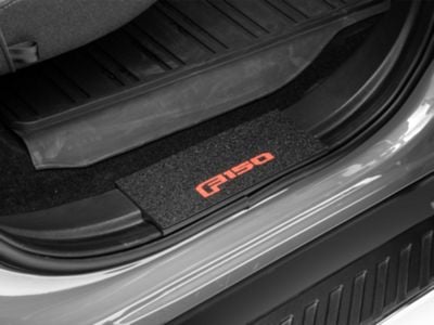 Rear Door Sill Protection with F-150 Logo; TUF-LINER Black; Red (15-24 F-150 SuperCrew)